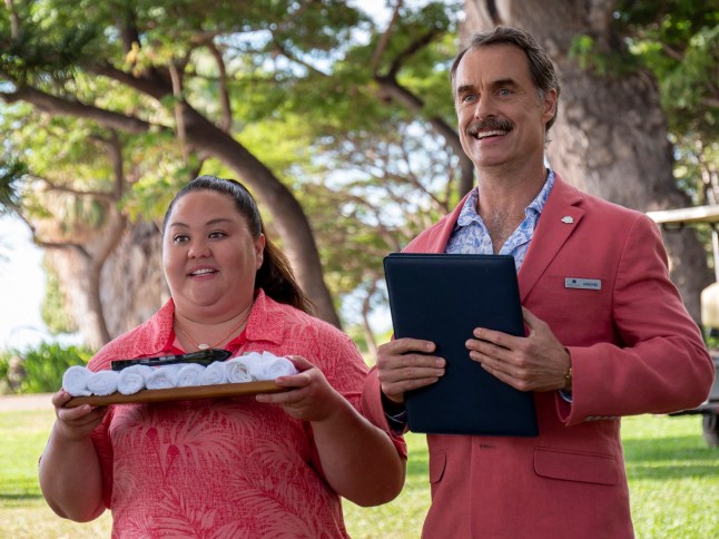 Jolene Purdy, left, and Murray Bartlett in the HBO limited series ???The White Lotus.??? (Mario Perez/HBO/TNS)