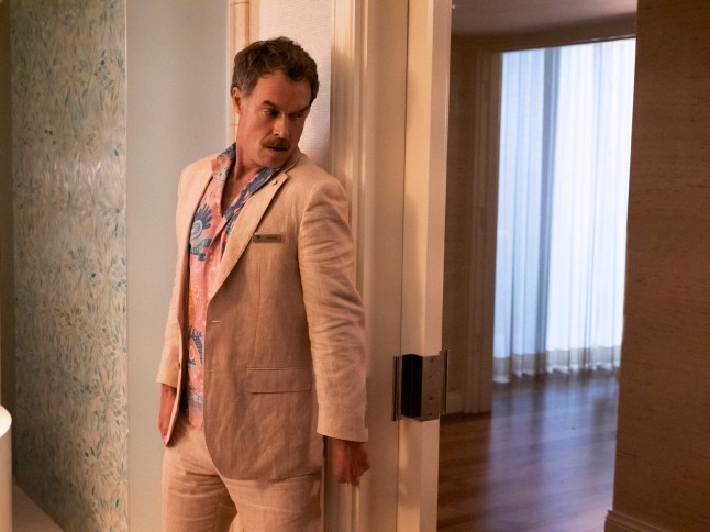 This image released by HBO shows Murray Bartlett in a scene from "The White Lotus." Bartlett was nominated for an Emmy Award for best supporting actor in a limited/anthology series or movie. (HBO via AP)
