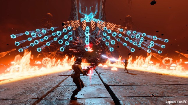 Returnal screenshot of boss fight