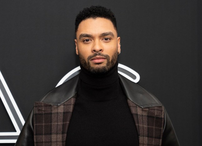 Rege-Jean Page wearing overcoat by Dunhill attends premiere of 'Black Bag' at AMC Lincoln Square in New York