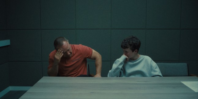 Adolescence. (L to R) Stephen Graham as Eddie Miller, Owen Cooper as Jamie Miller, in Adolescence. Cr. Courtesy of Netflix © 2024