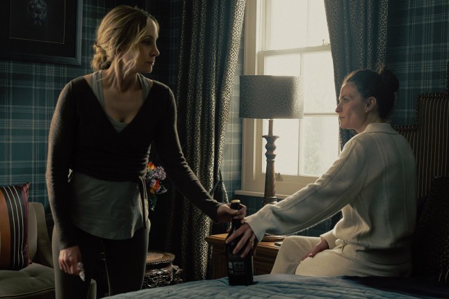 L-R Joanne Froggatt as Jan Da Souza and Lara Pulver as Bella Harrigan in Mobland, episode 6, season 1, Streaming on Paramount+ 2025. Photo Credit: Luke Varley/Paramount+