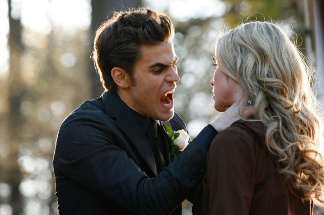 Editorial use only. No book cover usage. Mandatory Credit: Photo by CW Network/Everett/REX/Shutterstock (1163800k) THE VAMPIRE DIARIES, (from left): Paul Wesley, Spencer Locke, 'Miss Mystic Falls', (Season 1, airing April 22, 2010) The Vampire Diaries - 2010