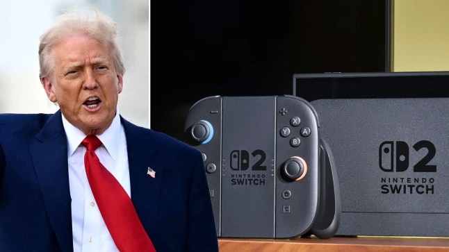 Donald Trump and a Nintendo Switch 2 console
