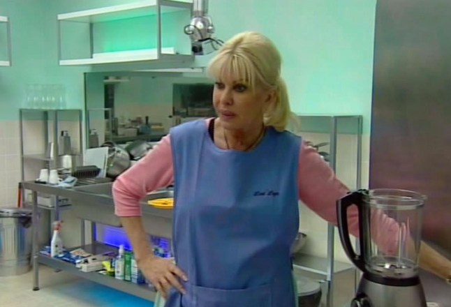 Editorial use only Mandatory Credit: Photo by REX/Shutterstock (1085081v) 'Residents' and 'Carers' at Last Legs - a nursing home for retired celebrities - Ivana Trump, Carer 'Celebrity Big Brother' TV Programme, Elstree, Britain - 13 Jan 2010 Today in the Big Brother house it was day two of the 'Last Legs' task in which housemates are either 'residents' and 'carers' at Last Legs - a nursing home for retired celebrities. As part of the rules all of the residents can only eat must liquidised food, leading to complaints when a liquidised traditional English breakfast was served this morning. Today all of the residents had to complete a special themed assault course set up in the garden in under 30 minutes. Stephen was the first to attempt the course and began it by being taken up a stair lift. Later the housemates also had to complete a crossword with answers all being things the housemates have said about one another. At the end of the day Big Brother announced that the Last Legs task was over but that they had failed overall because the residents failed some of their mini tasks. Meanwhile, Katie got upset after Basshunter, aka Jonas, told her: "You are only in here because of a public relationship".