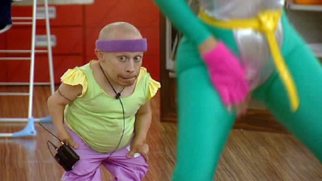 Mandatory Credit: Photo by Gavin Rodgers/REX/Shutterstock (836754o) Verne Troyer 'Celebrity Big Brother' TV Programme Day 10, Britain - 11 Jan 2009 The housemates latest video workout task copying Eric Prydz's Number 1 smash hit 'Call On Me' on Day 10 of Celebrity Big Brother 2009 on Channel 4.
