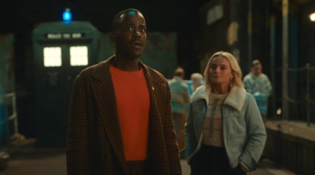 Doctor Who still of Dot and Bubble with Ncuti Gatwa and Ruby Sunday