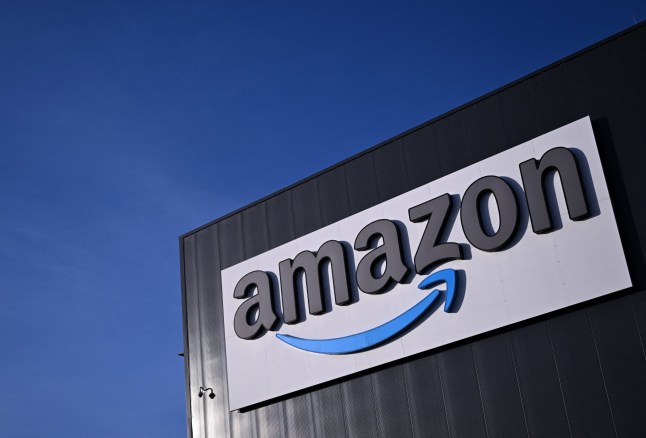 The logo of US online retail giant Amazon is seen on the facade of a redistribution centre in Werne, western Germany, on November 21, 2024. (Photo by Ina FASSBENDER / AFP) (Photo by INA FASSBENDER/AFP via Getty Images)
