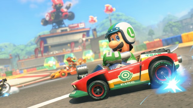 Mario Kart World screenshot with Luigi