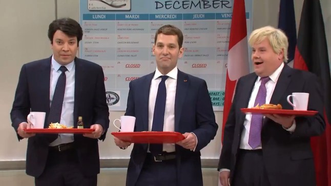 Saturday Night Live - SNL @nbcsnl ? Dec 8, 2019 Fast Times at the NATO cafeteria. #SNL James Corden as Boris Johnson