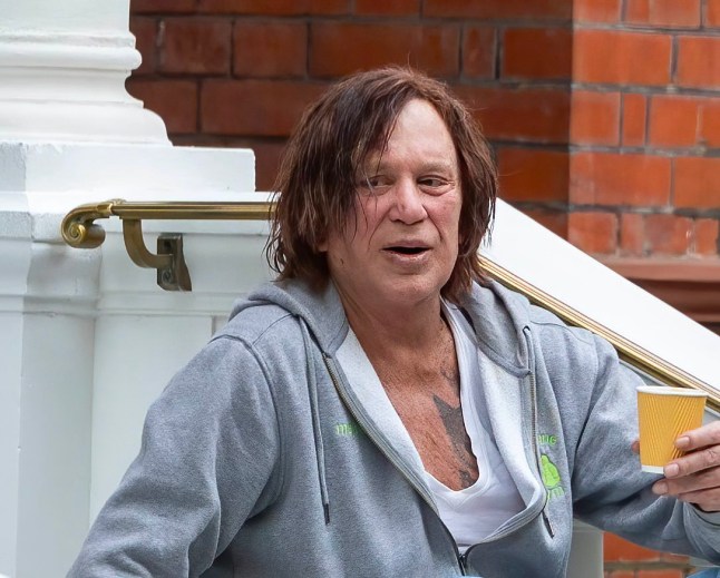 13 April 2025 - EXCLUSIVE. EXCLUSIVE: Mickey Rourke Resurfaces After Celebrity Big Brother Axe ??? and He Looks Like He's Gone Ten Rounds with Tyson! Hollywood hellraiser Mickey Rourke has finally emerged after his shock exit from the Celebrity Big Brother house ??? and fans could hardly believe their eyes. The Sin City star, 72, cut a disheveled figure as he was spotted loitering outside a plush hotel, clutching a takeaway coffee while flanked by a burly close protection guard. Wearing dark shades and a weathered expression, Rourke looked every inch the battle-worn boxer ??? ironic, given his real-life history in the ring. Sources close to the star say he's been laying low since his dramatic eviction Credit: CLICK NEWS AND MEDIA Ref: AMdef **Exclusive to CLICK NEWS AND MEDIA** CLICK NEWS AND MEDIA - PICTURES@CLICKNEWSANDMEDIA.COM - 07774 321240 -