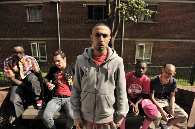 FILM: Anuvahood (2011) with Femi Oyeniran as Bookie, Ollie Barbieri as Enrique, Adam Deacon as Kay, Jazzie Zonzolo as TJ, Michael Vu as Lesoi. Femi-Oyeniran as Bookie, Ollie-Barbieri-as-Enrique,-Adam-Deacon-as-Kay,-Jazzie-Zonzolo-as-TJ,-Michael-Vu-as-Lesoi.jpg