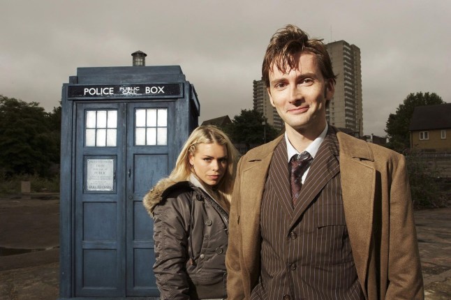 David Tennant as the tenth time lord Doctor Who and Billie Piper as Rose Tyler,