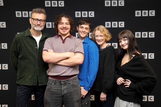 (left to right) Hugh Dennis, Daniel Roche, Tyger Drew Honey, Claire Skinner and Ramona Marquez at a photocall for The Outnumbered Christmas Special, coming to BBC One and iPlayer on Boxing Day at 9:40pm, at BBC Broadcasting House in London. Picture date: Monday December 16, 2024. PA Photo. See PA story SHOWBIZ Outnumbered. Photo credit should read: Ben Whitley/PA Wire