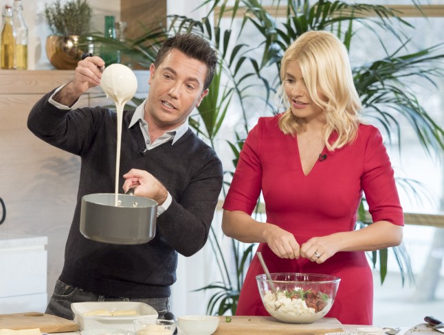 Gino D'Acampo and Holly Willoughby cooking together on This Morning