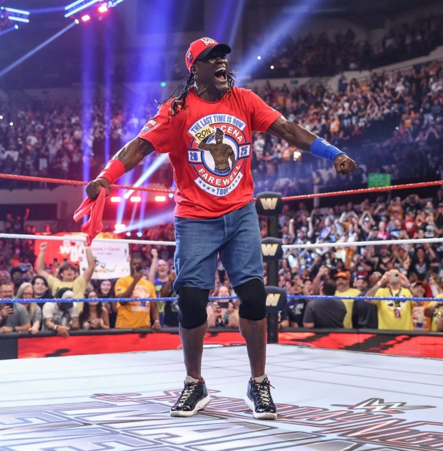 R-Truth makes his entrance dressed as John Cena during WWE Saturday Night's Main Event