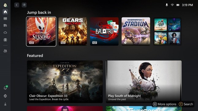 Xbox menu displaying multiple games
