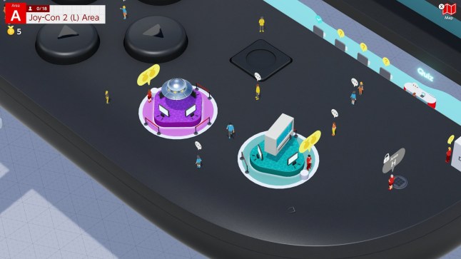 Nintendo Switch 2 Welcome Tour key screenshot of a big giant Joy-Con 2