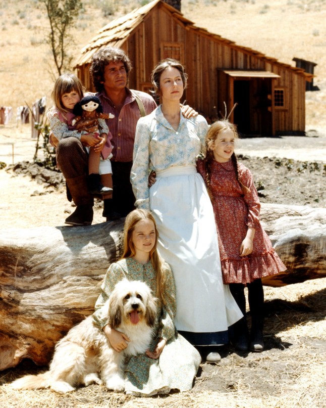 Lindsay Greenbush, US actress, with Michael Landon (1936-1991), US actor, Karen Grassle, US actress, Melissa Gilbert, US actress, and Melissa Sue Anderson, US actress, all in period costume, as they pose for a group portrait issued as publicity for the US television series, 'Little House on the Prairie', circa 1974. The drama, adapted from the novels by Laura Ingalls Wilder (1867-1957), starred Greenbush as 'Carrie Ingalls', Landon as 'Charles Ingalls', Grassle as 'Caroline Quiner Ingalls', Gilbert as 'Laura Ingalls', and Anderson as 'Mary Ingalls'. (Photo by Silver Screen Collection/Getty Images)