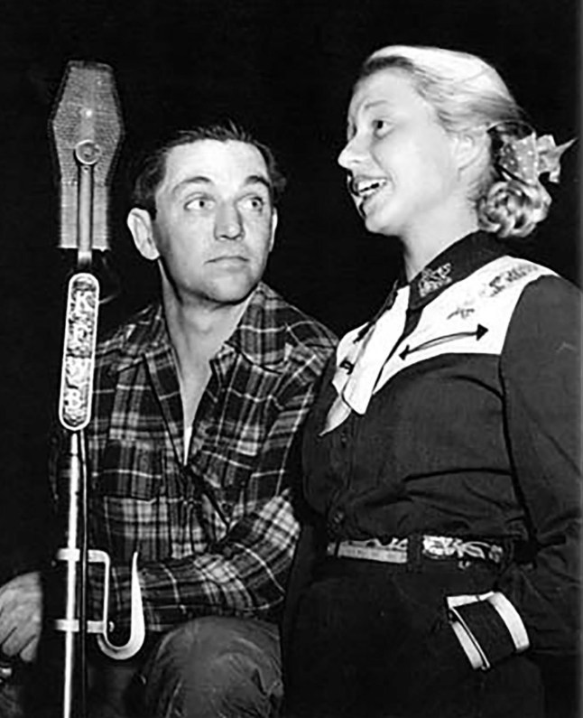 Betsy Gay yodelling in black and white