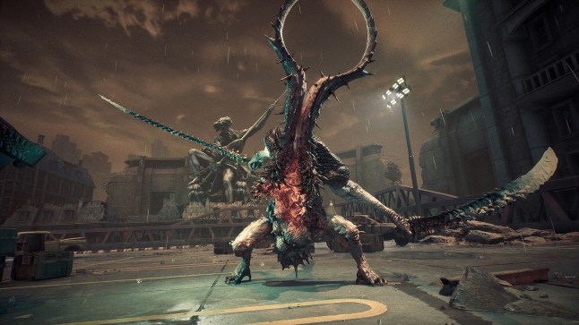 Stellar Blade's Eve fighting a monster